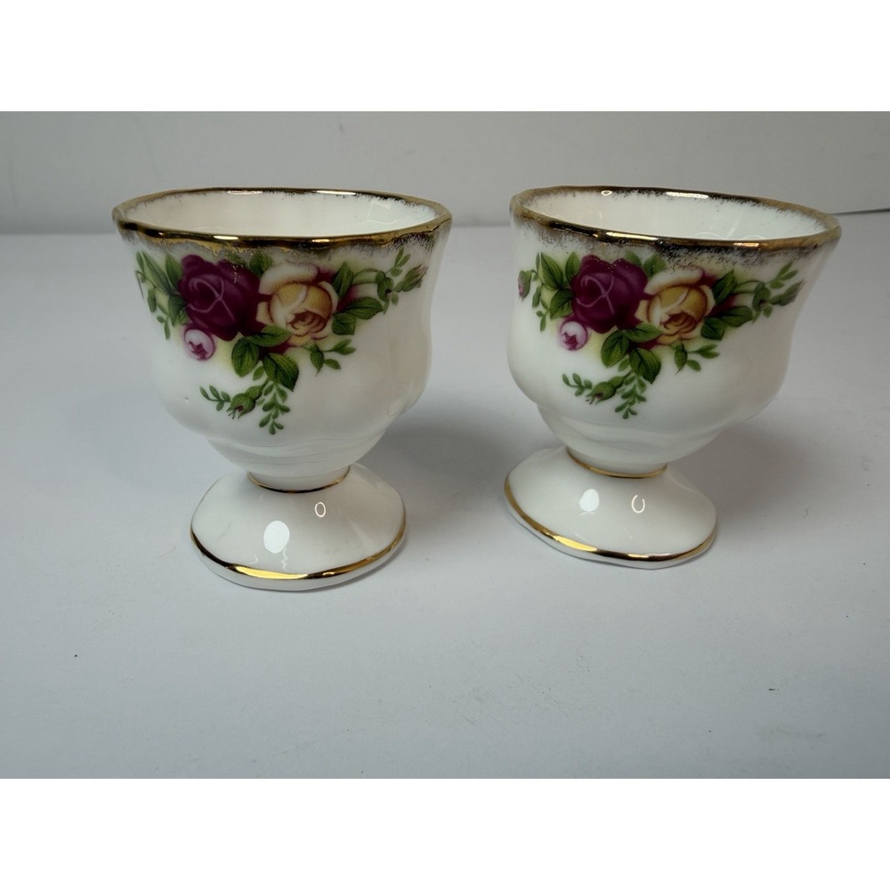 Royal Albert Old Country Roses Footed Egg Cups Vintage Set Of 2 #3
